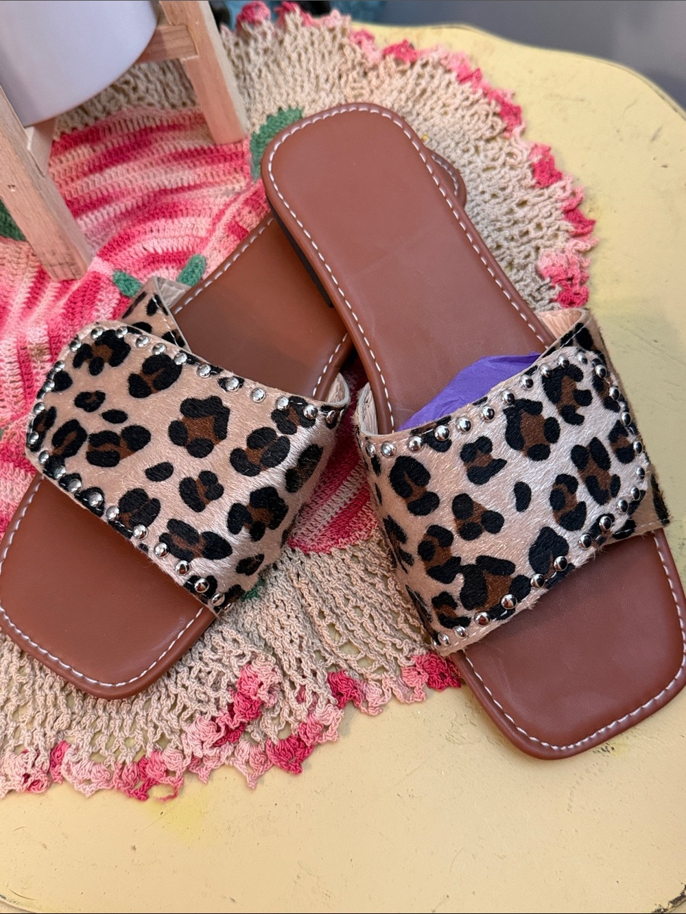 🩴🩴🩴🩴🩴🩴Leopard Print Slide Sandals - Brown-8
